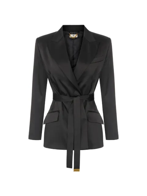 Elisabetta Franchi stretch satin jacket with belt Black GI27966E2