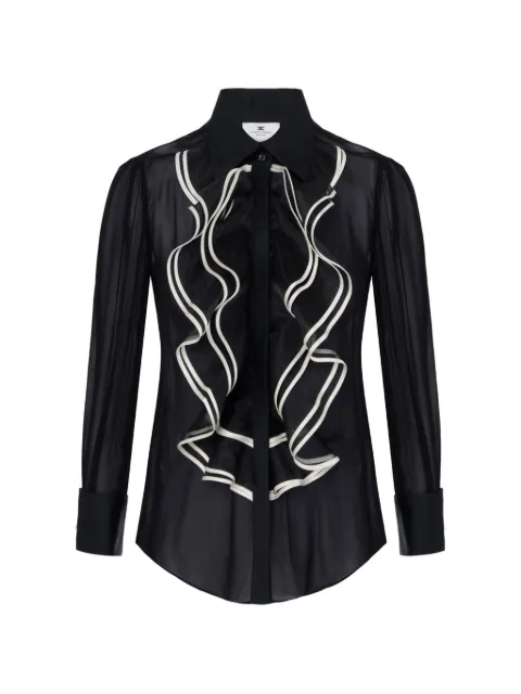 Elisabetta Franchi shirt in georgette fabric with ruffles Black CA21067E2