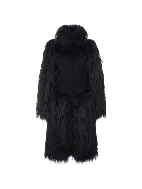 Elisabetta Franchi fur-effect coat with bustier Black CP05A67E2