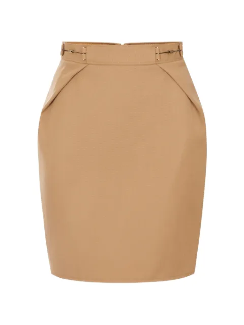 Elisabetta Franchi miniskirt in gabardine fabric with jewel horsebits Neutrals GO25067E2