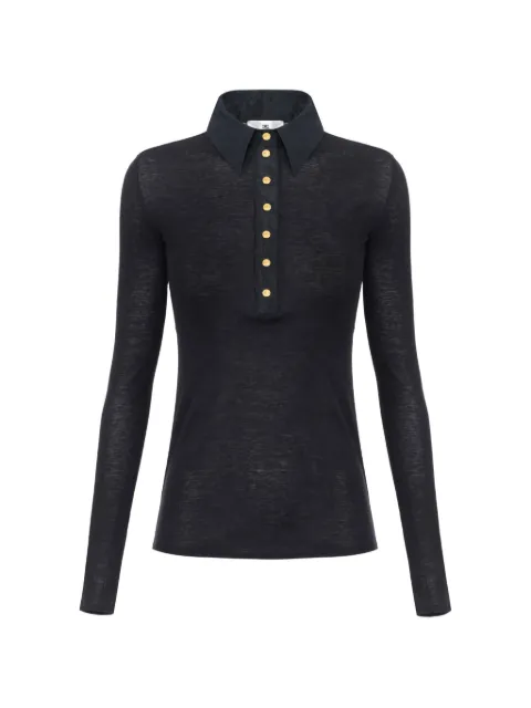 Elisabetta Franchi knit and taffeta polo shirt Black MD12B67E2