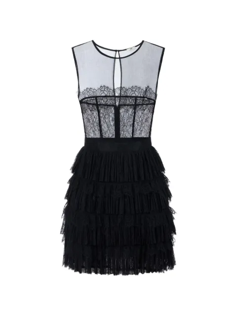 Elisabetta Franchi mini dress in crepon and floral lace Black AB98366E2