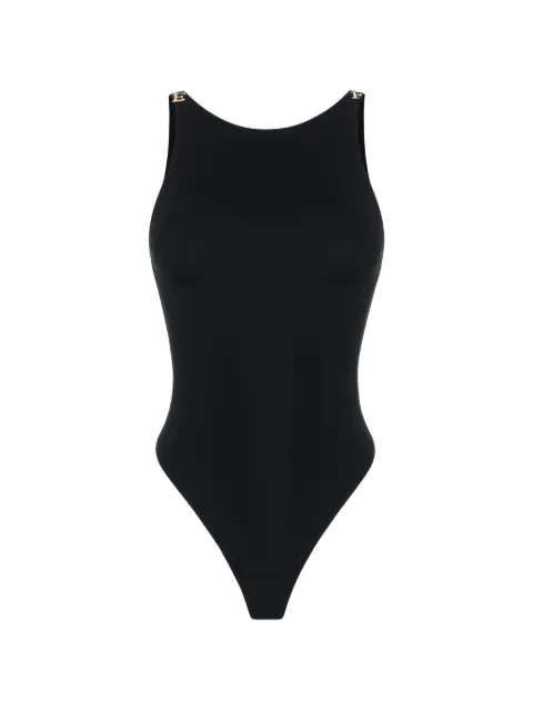 Elisabetta Franchi bodysuit in crêpe jersey fabric with jewel logos Black BO05067E2