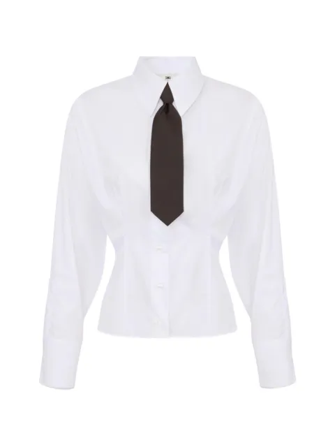 Elisabetta Franchi poplin shirt with bow tie White CA19867E2