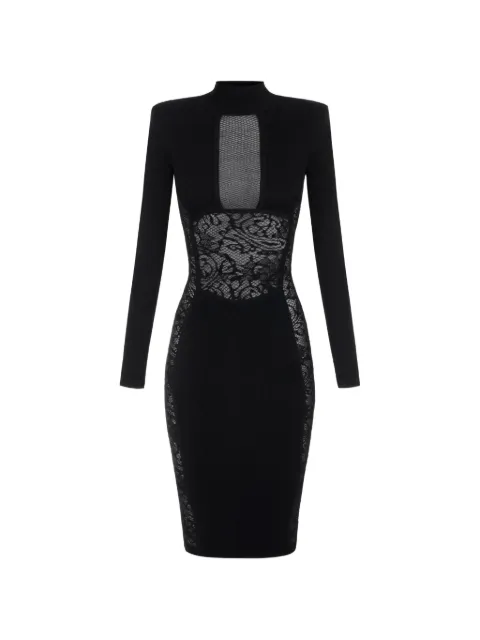 Elisabetta Franchi lace-panelled mesh-insert dress Black AM28Q66E2