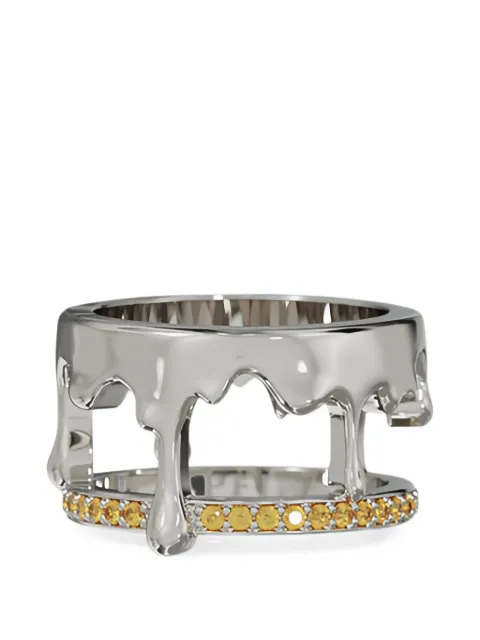 SAPFIRA citrine-embellished dripping-effect ring Silver 76571