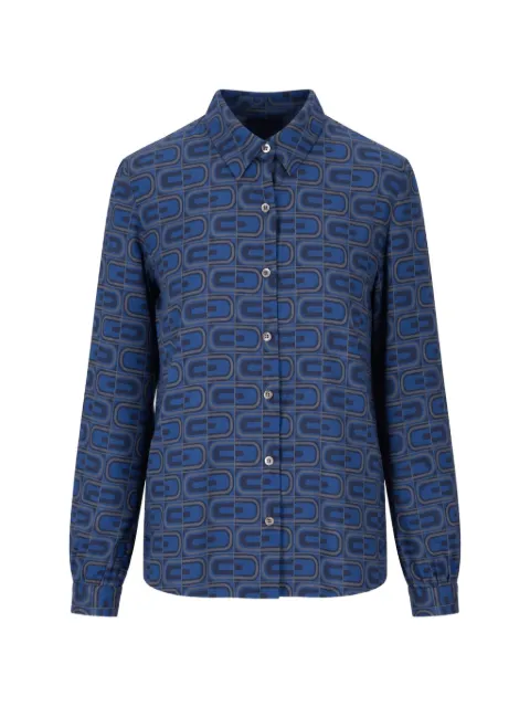 Laura Urbinati geometric-print long-sleeved shirt Blue I1T05ST