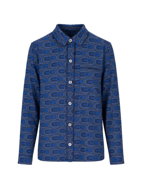 Laura Urbinati geometric-print long-sleeved pajamas top Blue I1T10ST