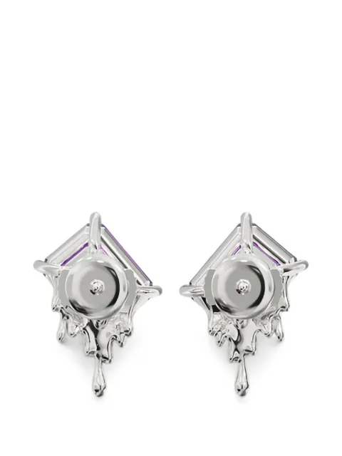 SAPFIRA emerald-cut drip-detail earrings Silver 76572