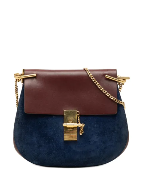 Chloé Pre-Owned 2015 Small Bicolor Suede and Calfskin Drew crossbody bag Red EGSLIOW4FQE3X43P