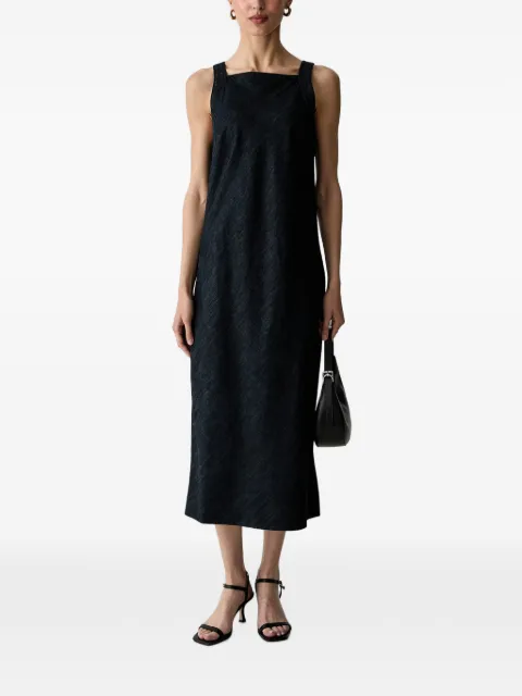 Benetton square-neck denim midi dress Blue 4KOWDV0CU