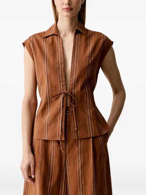 Benetton striped tie-fastening top Brown 5K9FDQ0EL