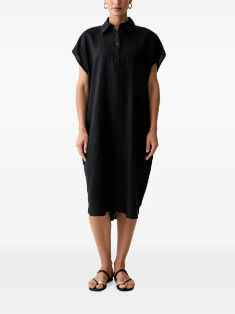 Benetton button-up short-sleeve midi dress Black 4AGHDV0C6