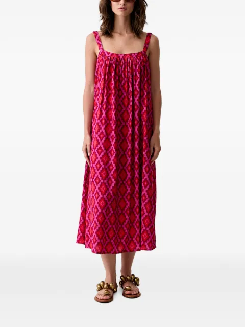 Benetton geometric-print tie-back maxi dress Pink 4YCF5V02Q