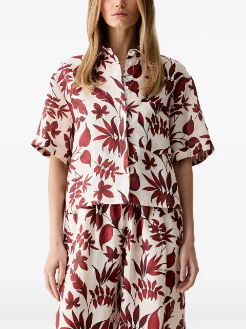 VICOLO leaf-print short-sleeve shirt Neutrals TAB0537