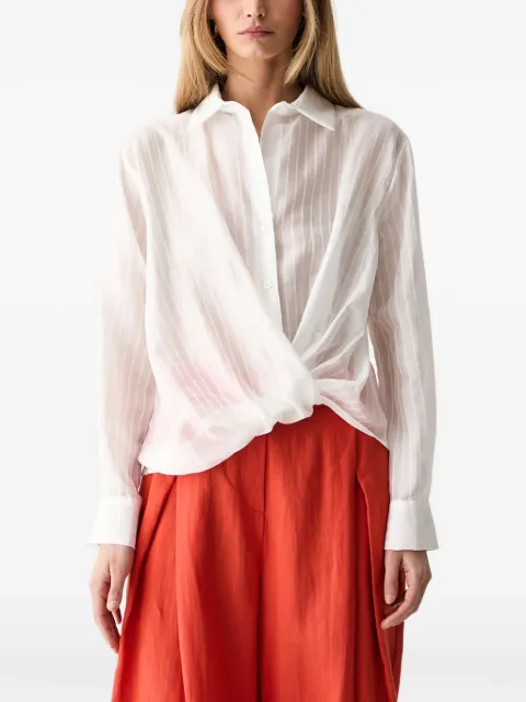 VICOLO striped twist-front blouse White TAB0534