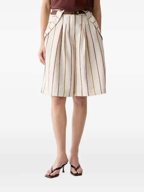 VICOLO striped pleated shorts Neutrals TAB0693