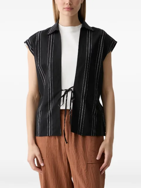 Benetton striped tie-fastening top Black 5K9FDQ0EL