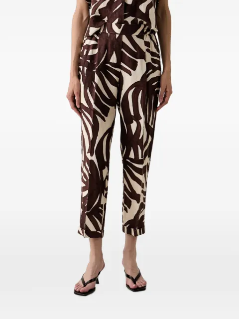 Benetton leaf-print pleated trousers Brown 41GADF079