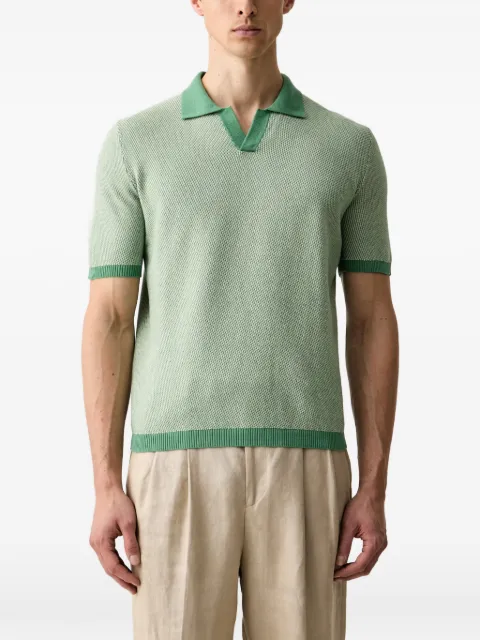 Benetton textured-knit short-sleeved polo-collar T-shirt Green 10NJK301X