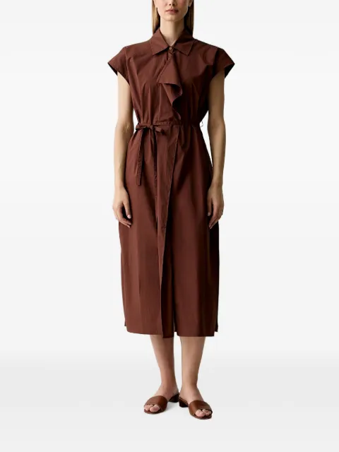 Benetton sleeveless tie-belt midi shirt dress Brown 4MBJDV0CR