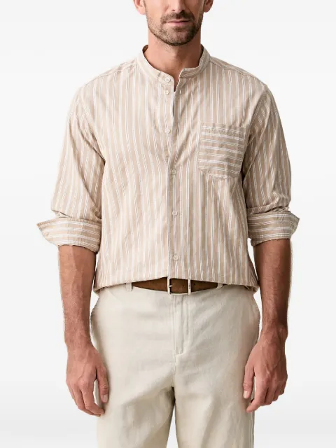 Benetton striped band-collar shirt Neutrals 5QUHUQ06Z