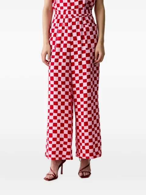 Benetton checkerboard-print palazzo pants Red 4ZJBDF0BV