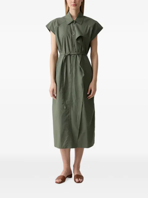Benetton sleeveless tie-belt midi shirt dress Green 4MBJDV0CR
