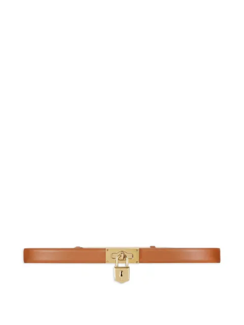 Elisabetta Franchi leather belt with jewel padlock Brown CT37S67E2