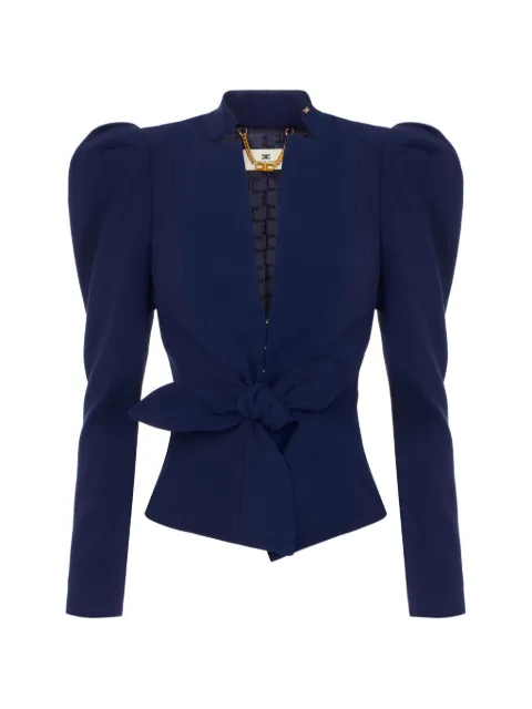 Elisabetta Franchi lightweight crêpe jacket with bow Blue GI26666E2