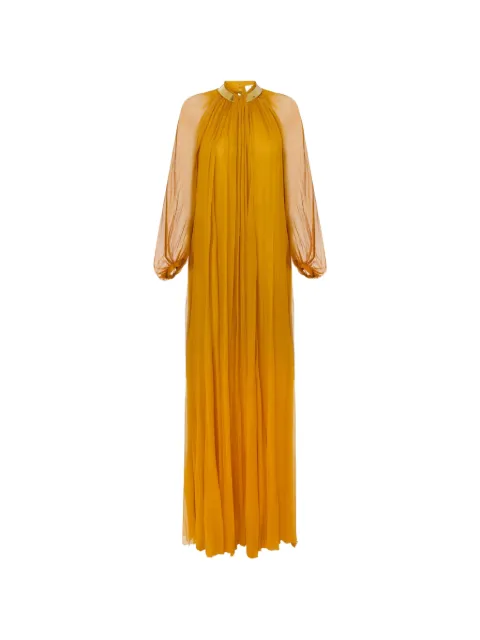 Elisabetta Franchi Red Carpet crepon dress with jewel collar Yellow ABR0266E2