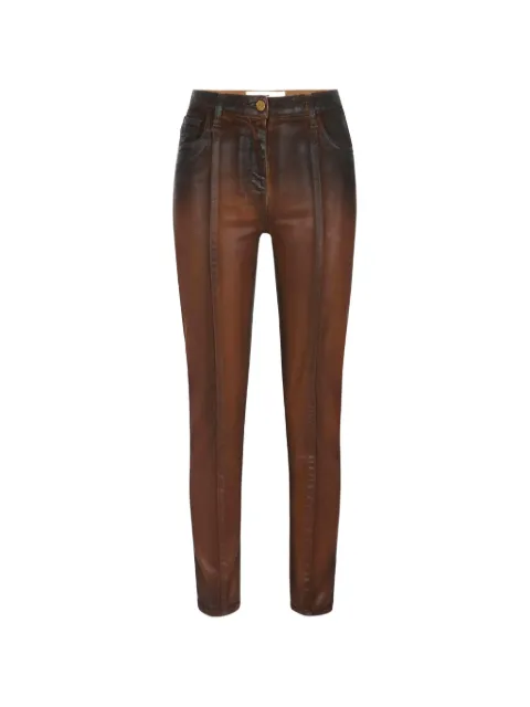 Elisabetta Franchi cigarette jeans with laminated effect Brown PJ21I66E2