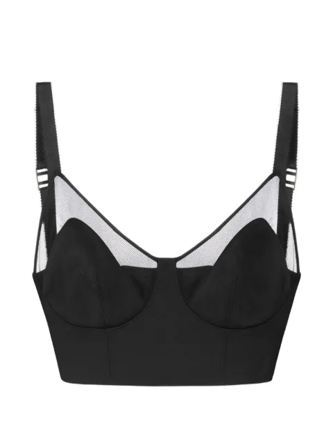Elisabetta Franchi Cool wool and tulle top Black TO06666E2