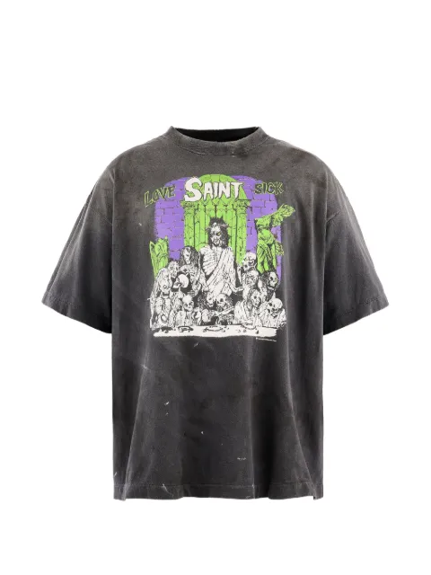 SAINT MXXXXXX Love Sick graphic-print T-shirt Grey SMMK10000003