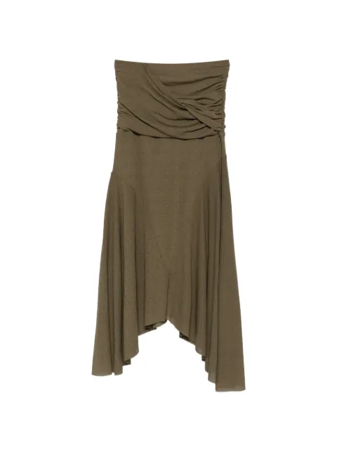 GANNI ruched asymmetric-hem asymmetric skirt Green A1090330