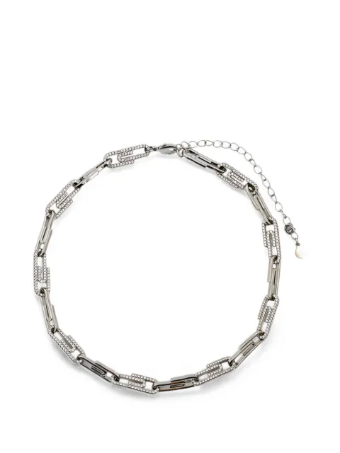 AMIE Dubai crystal-embellished paperclip-link necklace Silver 73323