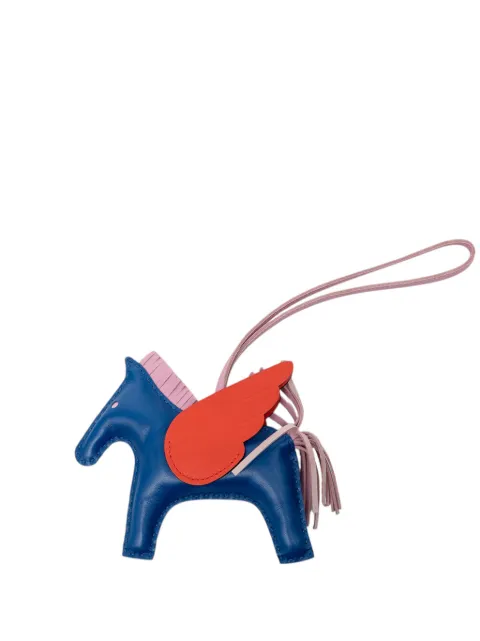 Hermès Pre-Owned 2021 Milo Lambskin and Swift Grigri Rodeo Pegase Bag Charm PM key chain Blue DEFOYDRVKG20ZLZA