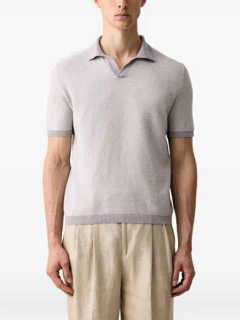 Benetton textured-knit short-sleeved polo-collar T-shirt Grey 10NJK301X