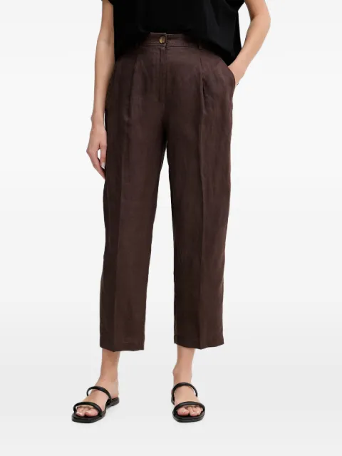 Benetton pleated straight-leg cropped trousers Brown 4AGHDF0AY
