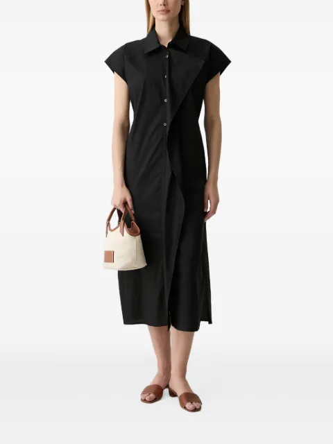 Benetton sleeveless tie-belt midi shirt dress Black 4MBJDV0CR