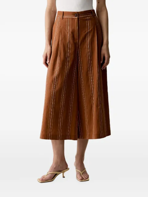 Benetton vertical-stripe cropped palazzo pants Brown 4K9FDF0BR
