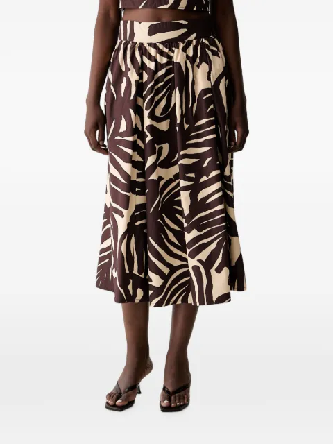 Benetton leaf-print pleated A-line midi skirt White 4ZYAD005W
