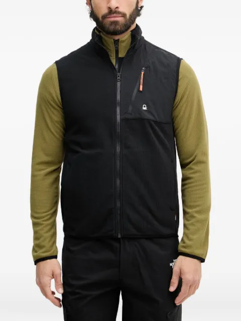 Benetton logo-patch zip-up vest Black 3I4AU500Y