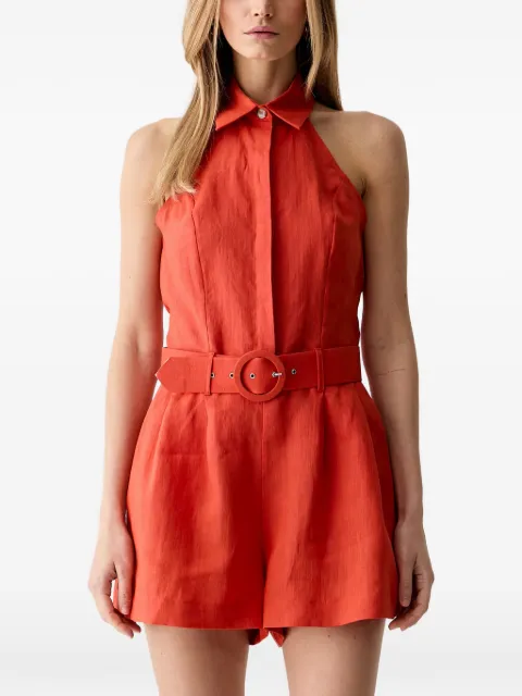 VICOLO belted halterneck playsuit Orange TAB0542