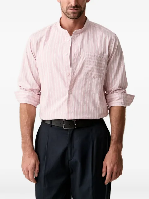 Benetton striped band-collar shirt Pink 5QUHUQ06Z