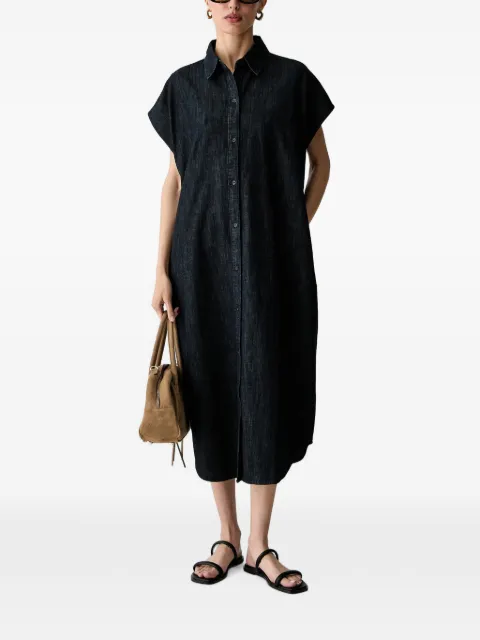 Benetton button-up short-sleeved denim midi dress Blue 4KOWDV0CT