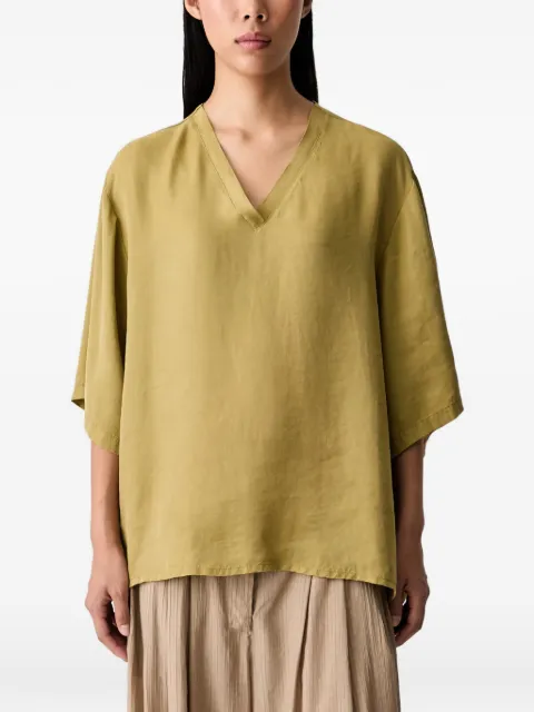 VICOLO V-neck wide-sleeve top Green TAB0571