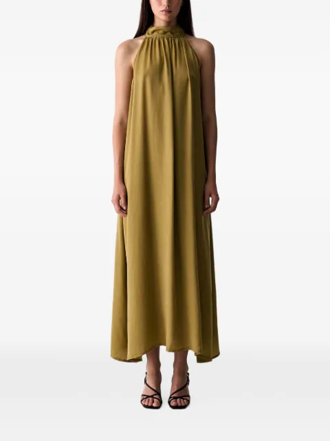 VICOLO halterneck pleated maxi dress Green TAB0573