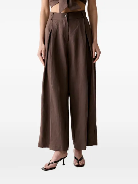 VICOLO pleated wide-leg trousers Brown TAB0434