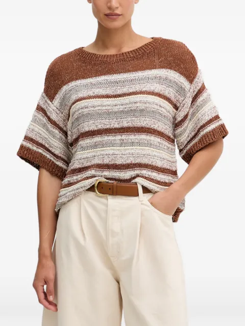 Benetton striped-pattern knit-construction sweater Brown 12B3E10H4